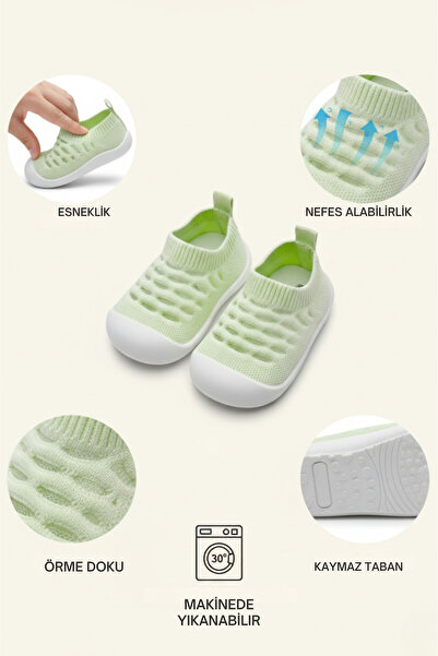 ALTA GRACIA Bebek İlk Adım Örgü Ayakkabı Nefes Alabilir Kaymaz Tabanlı Ortopedik Yumuşak Renkli Patik Çocuk Kreş
