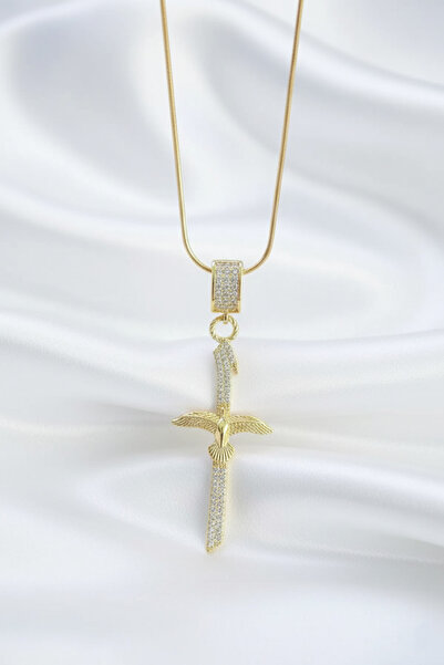 Phoenix Model Zircon Gemstone Gold Color Stainless Steel Women's Necklace