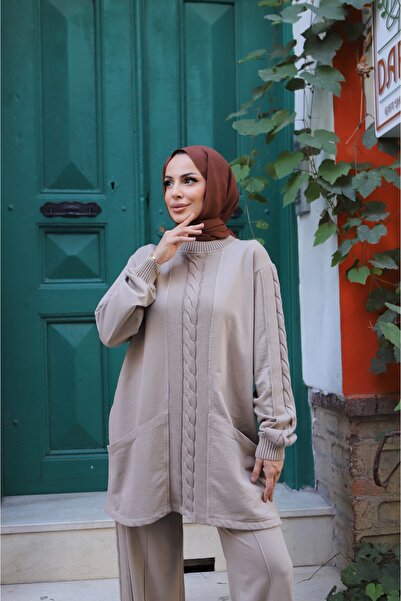 NİSUM MODA Yanları Cepli İki İplik Triko Takım