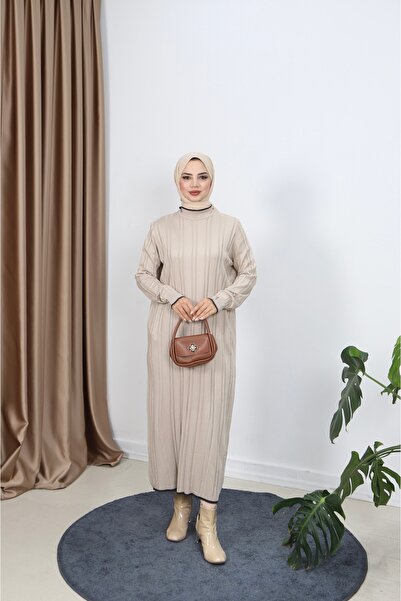 NİSUM MODA Saç Örgülü Merserize Elbise