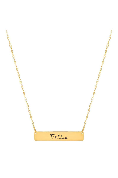 ARCHINO GOLD 14 Ayar Altın Plakalı Vildan İsmine Özel Dikdörtgen Motifli Zinc...