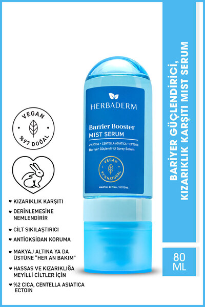 Herbaderm Bariyer Güçlendirici, Kızarıklık Karşıtı Mist Sprey Serum 80 ml