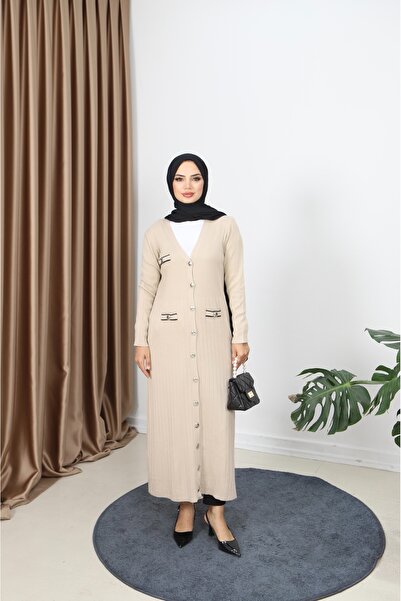 NİSUM MODA Μακριά ζακέτα Mercerized με λεπτομέρεια τσέπης