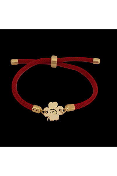 ARCHINO GOLD 14 Ayar Plakalı Altın Bayanlar Için Yonca Motifli Ve Örgü Ipli H...