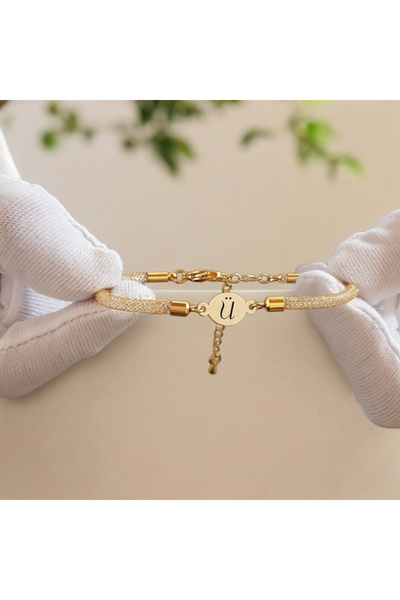 ARCHINO GOLD 14 Ayar Plakalı Altın Bayanlara Özel Oval Motifli Hasır Kordonlu...