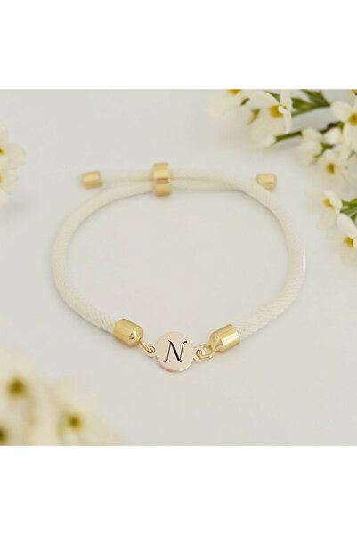 ARCHINO GOLD Altın Plakalı 14 Ayar N Harfine Özel Örgü İpli Yuvarlak Motifli ...