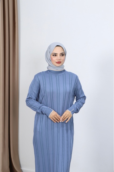 NİSUM MODA Saç Örgülü Merserize Elbise