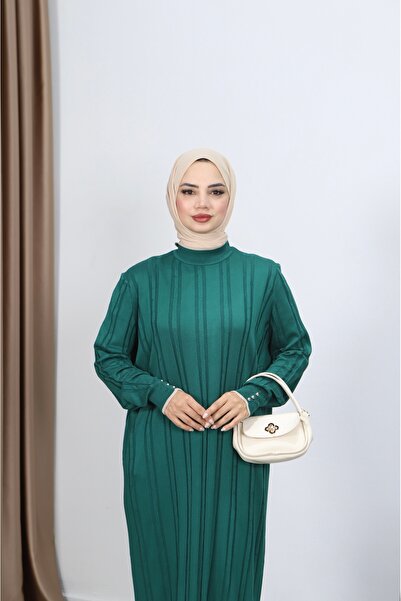 NİSUM MODA Saç Örgülü Merserize Elbise