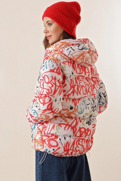 RANDOM Kadın Renk Desenli Şişme Mont