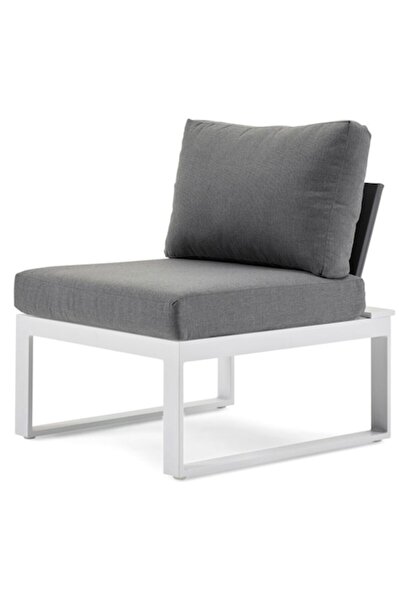 Maison Mex Fotoliu fara brate gradina/terasa, MERIDA, L.78 l.75 H.69 cm, alb/gri