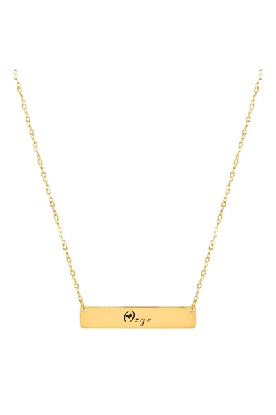ARCHINO GOLD Altın Plakalı 14 Ayar Özge İsmine Özel Zincirli Dikdörtgen Motif...