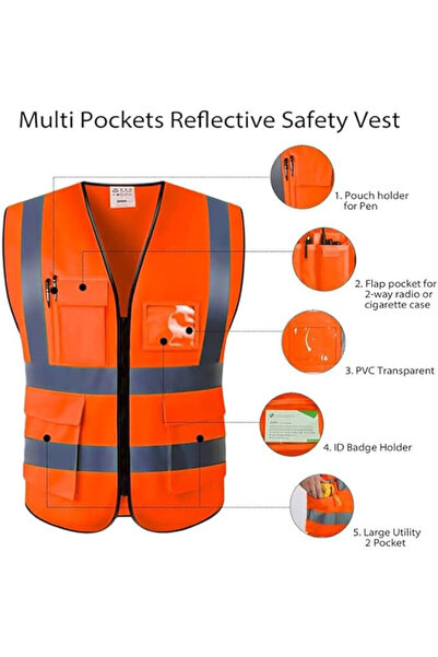 AutoFamily AUTO FAMILY High Visibility Safety Vests with Reflective Strips XXL– (Pack of 15)