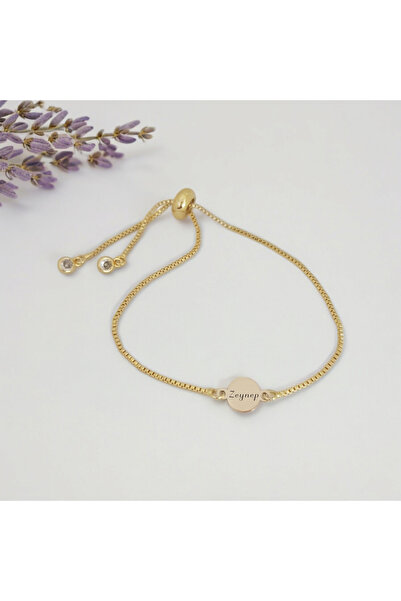 ARCHINO GOLD 14 Ayar Plakalı Altın Yuvarlak Motifli Zincirli Zeynep Ismine Öz...