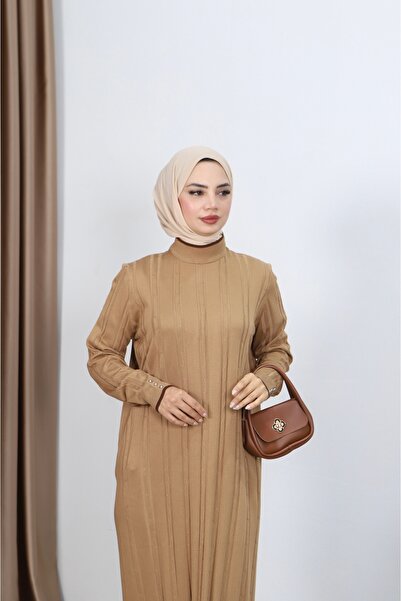 NİSUM MODA Saç Örgülü Merserize Elbise