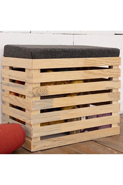 pinoxi Ahşap Sandıklı Puf Bench Ahşap Puf