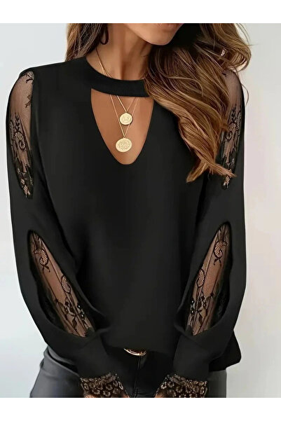 ARONA Women's Long Sleeve Drop Detail Viscose Two Thread Blouse