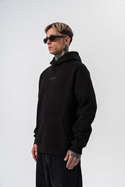 Respire Ανδρικό μπλουζάκι με κουκούλα με στάμπα Da Vinci, μαύρο