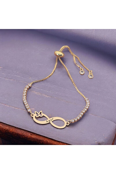 ARCHINO GOLD 14 Ayar Altın Plakalı Sonsuzluk Kelebek Figürlü Bayanlara Zincir...