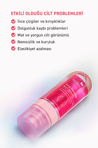 Herbaderm Güçlü Dolgunlaştırıcı Mist Sprey Serum, Makyaj Altına/Üstüne, 80 ml