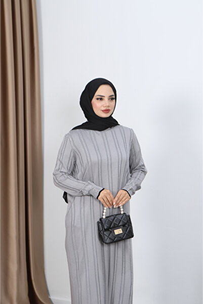 NİSUM MODA Saç Örgülü Merserize Elbise