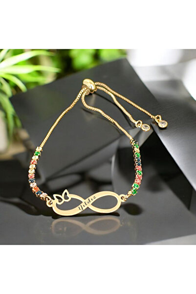 ARCHINO GOLD Altın Plakalı 14 Ayar Sonsuzluk Kelebek Motifli Zincirli Bayanla...