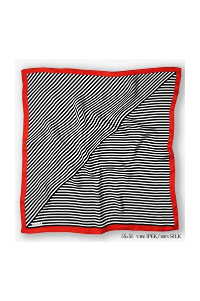 Galiga Crosslıne Red %100 Ipek Fular 55x55cm