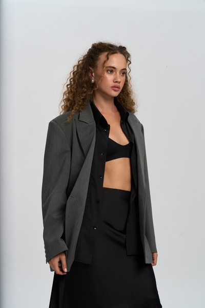 MAI STUDIOS CO. Catroux Gömlek Yaka Detaylı Füme Blazer