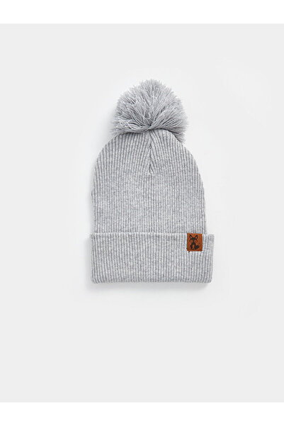 LC Waikiki Lcw Accessories Gray Pompom Detailed Boys' Beanie