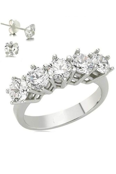 Erer Gümüş 5 taşlı gümüş yüzük