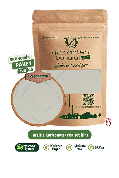 Gaziantep Baharat İngiliz Karbonatı (Yenilebilir) 500 gr – Saf Sodyum Bikarbonat – Çok Amaçlı Kullanım