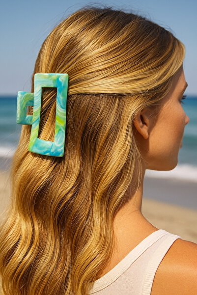 TAKIŞTIR Green Color Marble Patterned Bone Latch Buckle