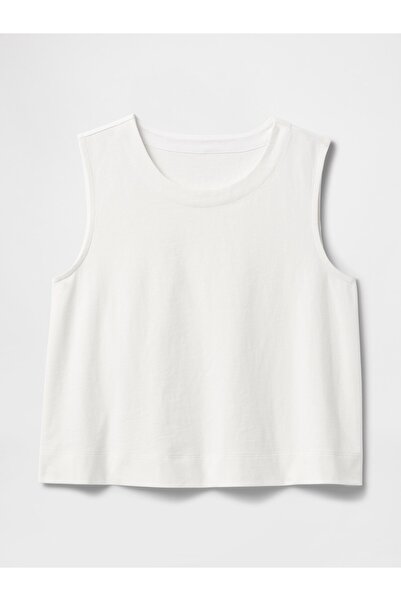 GAP Kadın Beyaz Organik Pamuk Heavyweight Crop Bluz