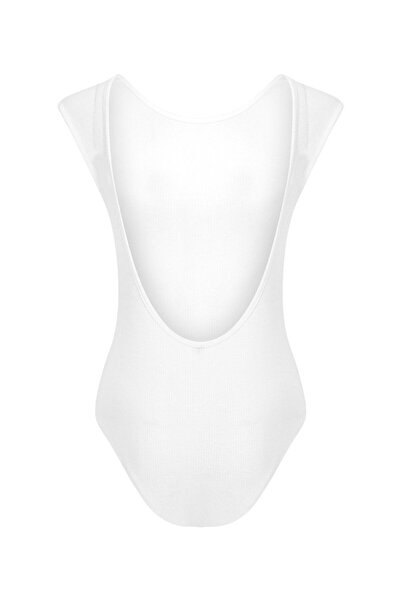 La Sarta Χαμηλή πλάτη Αμάνικη καμιζόλα Λευκό κορμάκι με κουμπωτά