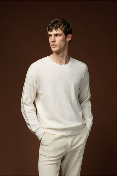 Kiğılı Bisiklet Yaka Oversize Ekstra Rahat Kesim Yünlü Triko Kazak