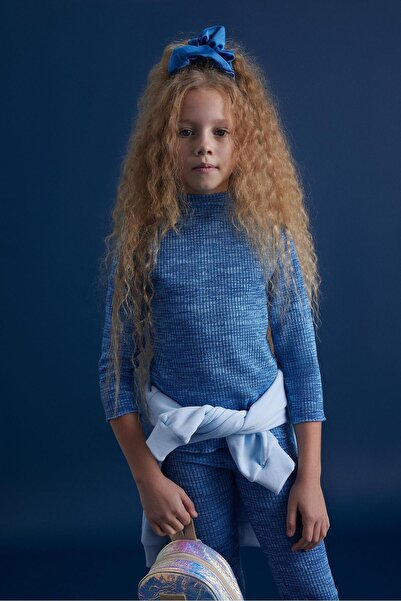 LUESS Set de bluză cu guler pescar din țesătură elastică pentru fete (2-3 ani 7-8 ani)