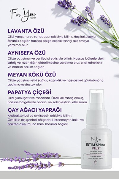 For You Gold Genital Bölge Koku, Akıntı, Kaşıntı, Mantar Gidermeye Yardımcı Florayı Dengeleyen, Intim Bakım Sprey