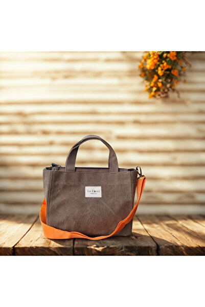 La Cocci Cocci Tote Mumlu Kanvas El Çantası- Koyu Kahverengi