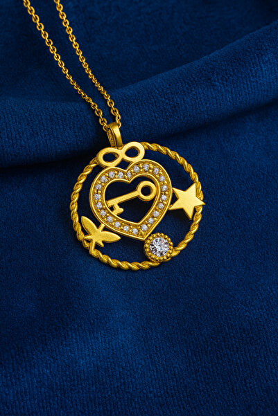 KAR DİAMOND 925 Ayar Gümüş Altın Kaplama Sonsuzluk Kalp Yusufçuk Yıldız Şans ...