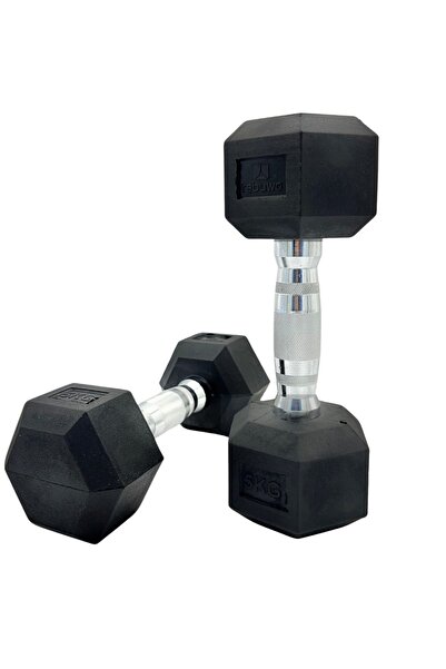 Rebuwo Hex Dambıl 5 Kg 2Adet Kauçuk Altıgen Dambıl Hex Dumbbell