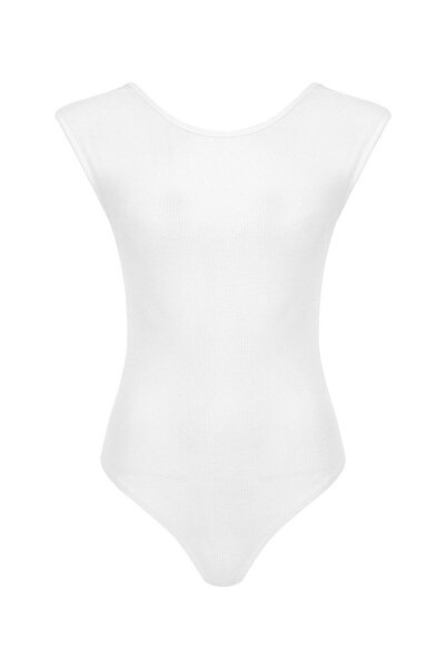 La Sarta Χαμηλή πλάτη Αμάνικη καμιζόλα Λευκό κορμάκι με κουμπωτά