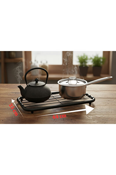 Metaliz Nihale, Çaydanlık Altı Sıcak Tencere için Metal Nihale Altlık Kare Yuvarlak siyah