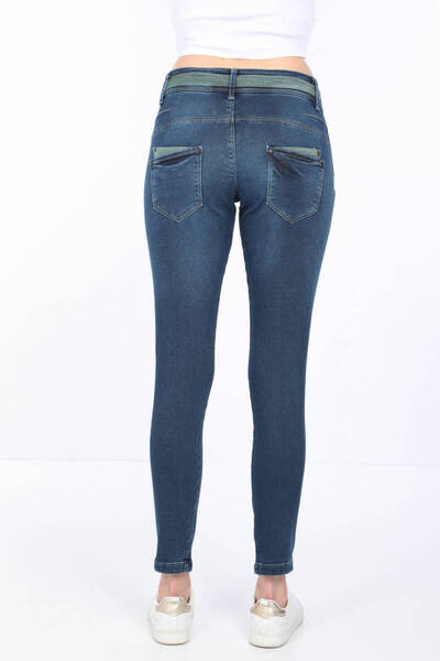 Bluewhite Women's Waist-Tied Jean Trousers Dark Blue
