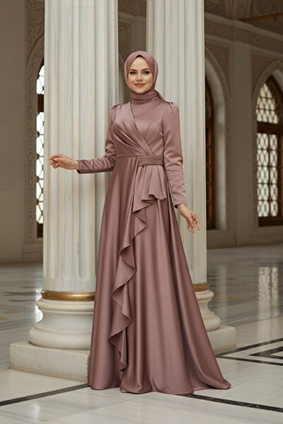 Neva Style Flounced Mink Hijab Evening Dress 22431V