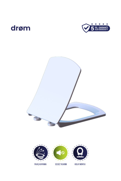 drom Kare Termoplast Klozet Kapağı (Üstten Montaj - Örtme)