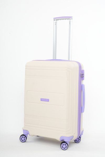 travelpolo Orta Boy Kırılmaz Valiz Krem Lila 1017