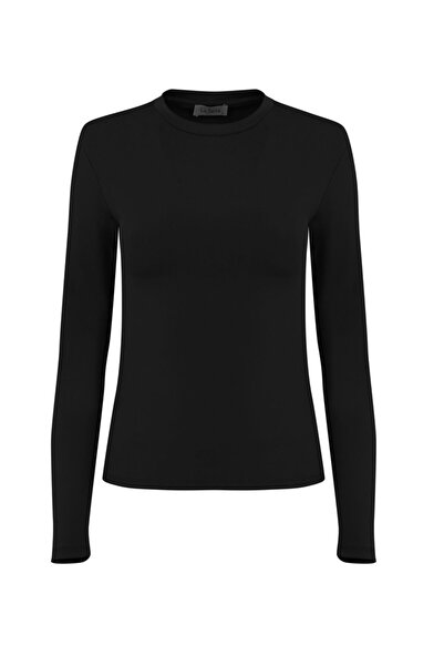 La Sarta Emerson Crew Neck Padded Black Bodysuit