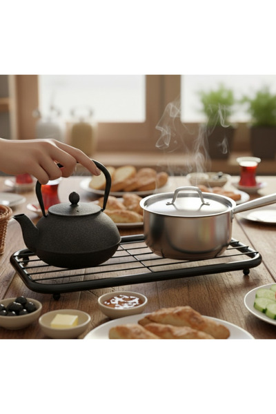 Metaliz Nihale, Çaydanlık Altı Sıcak Tencere için Metal Nihale Altlık Kare Yuvarlak siyah