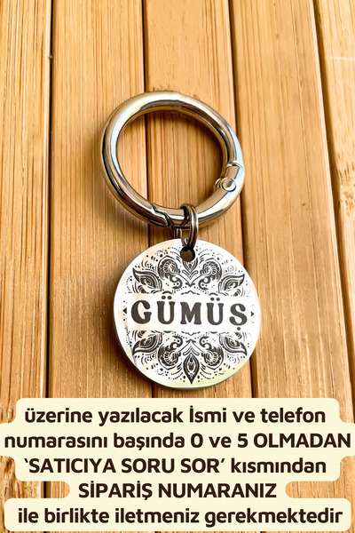 LorenGift Isme Özel Çelik Kedi Köpek Isimli Tasma Künyesi Gümüş