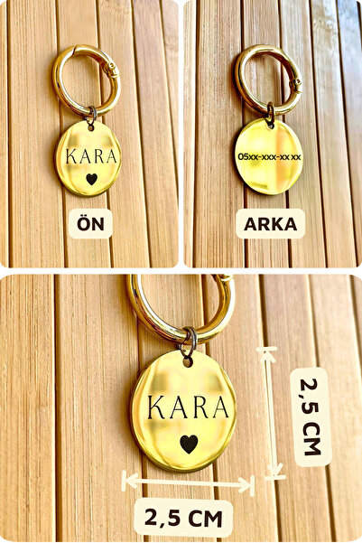 LorenGift İsme Özel Çelik Kedi Köpek İsimlik Künyesi Kalp