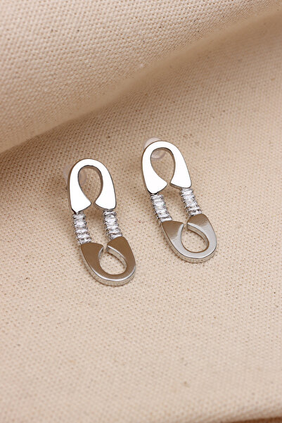 LA PERRY ACCESSORIES Baguette Rhinestone Dangle Silver Earrings